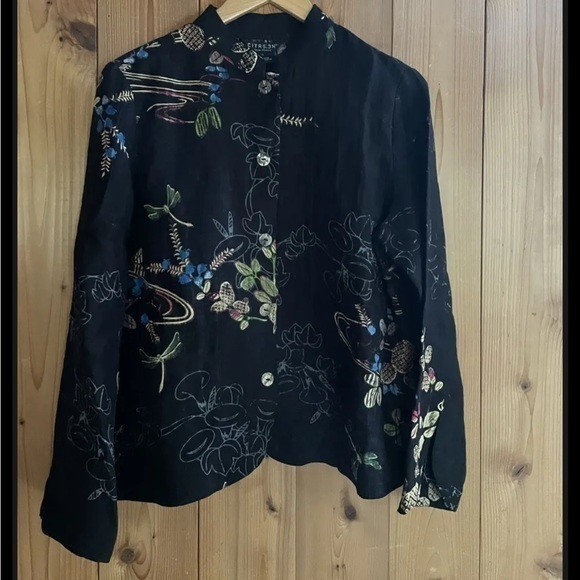 Citron silk linen blouse size Medium